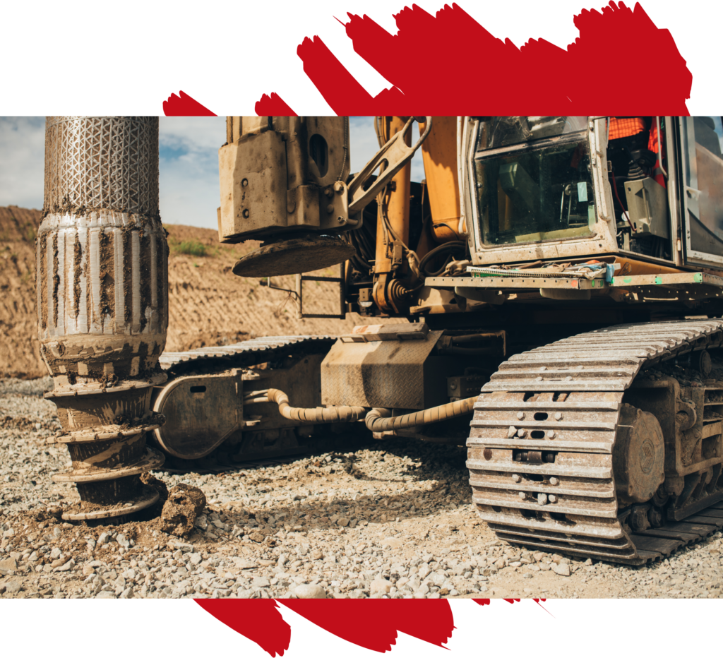 Koparką robiąca odwiert studni głębinowej